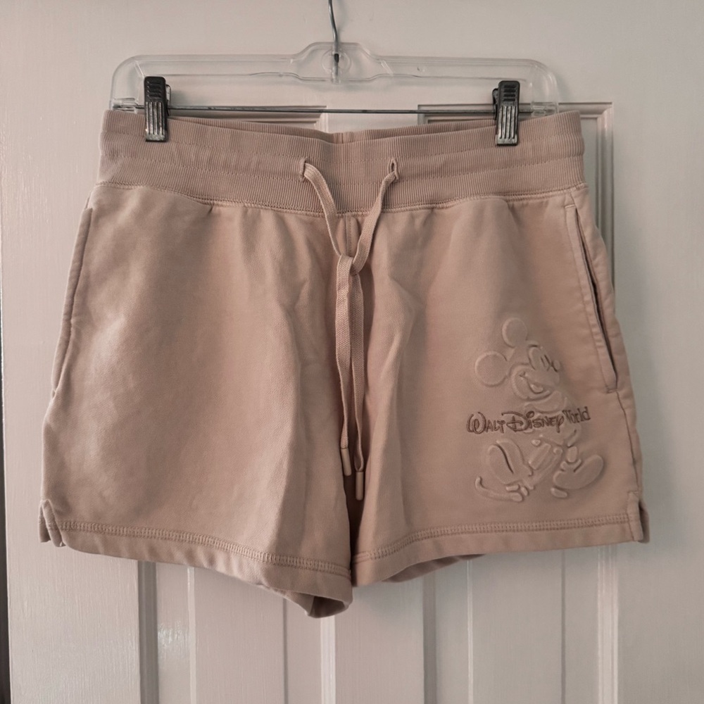 Disney Light Beige Women's Athletic Shorts with Embossed Mickey